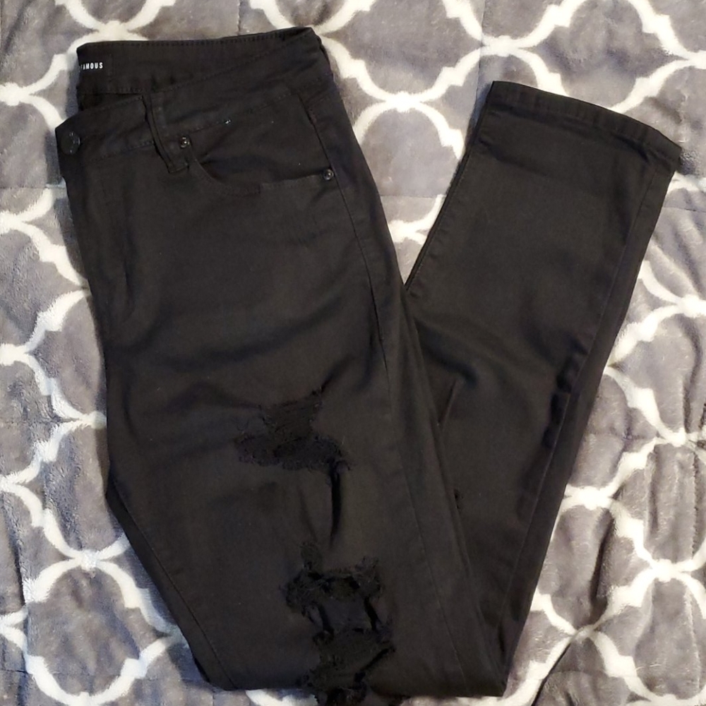 Almost Famous Black Destructed Skinny Jeans
